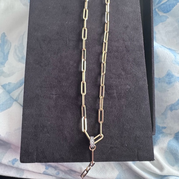 FINAL⬇️FLAWLESS 14K GOLD PAPERCLIP NECKLACE WITH GENUINE DIAMONDS - Picture 5 of 7